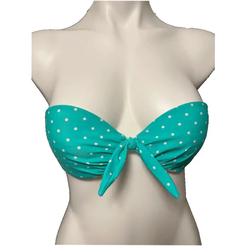 Target Xhileration turquoise polka dot strapless bikini top
